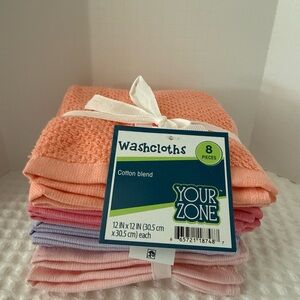 Your Zone Kids Washcloths - Peach & Pink Cotton-Blend (8 Pack)